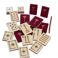 Jeu de Mahjong américain personnalisé en acrylique fin à 2 couches, couleur rouge vin, motif Ginkgo, 160 tuiles, vente en gros, cadeau personnalisé