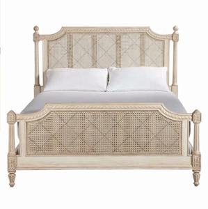 Lit double en bois massif de 1.8m, meuble en rotin et bois massif de style américain - Product Image 5