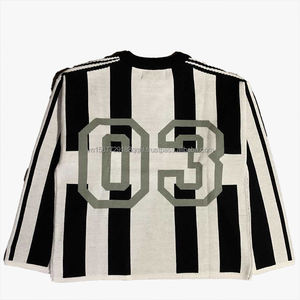 Suéter de punto cálido para mujer, estilo vintage, holgado, con estampado vertical, cuello redondo, informal y a la moda - Product Image 2