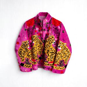 Bata de mujer con cuello en V, 100% algodón, reversible, con bordado floral azul, tipo kimono largo, con cinturón, para estar en casa, hecha a mano - Product Image 1