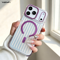 Coque de téléphone transparente VAWI B337 avec support d'appareil photo, étui magnétique transparent pour téléphones mobiles iPhone 18 17 Pro Max et Samsung S26