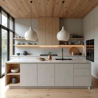 CBMMart Armoire de cuisine moderne design style italien Armoire de cuisine de luxe avec îlot et comptoir en marbre Armoires de cuisine