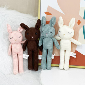 Handmade Tự Nhiên Amigurumi Crochet Dệt Kim <span class=keywords><strong>Bunny</strong></span> Comforter Đồ Chơi Mềm Thỏ Sang Trọng May Dệt Đồ Chơi Cho Bé Mặt Hàng Nóng - Product Image 4