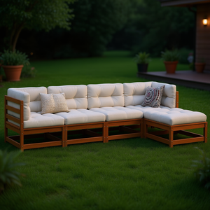 Set Divano Modulare da Giardino in Legno di Pino Massiccio Marrone Cerato, Arredamento da Esterno Altamente Resistente per Uso in Giardino - Product Image 2