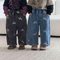 Celana Denim Anak-anak Longgar Model Kaki Lebar Gaya Korea Anak Laki-laki Perempuan Koleksi Musim Gugur 2026 Baru Musim Semi/Musim Gugur Kasual Panjang
