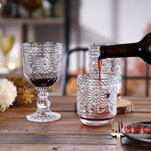 Bicchiere da Vino Vintage Prodotto a Macchina, Nuovo Design a Forma di Girasole, Bicchiere Hi-ball in <span class=keywords><strong>Vetro</strong></span> Verde, 301-400ml, Lavabile in Lavastoviglie - Product Image 6