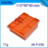Boîtier de rail DIN 115x90x40mm en plastique ABS avec bride de montage pour module PLC industriel, orange
