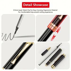 Bolígrafo Promocional Personalizado con Logotipo, Regalo Empresarial de Lujo, Bolígrafo de Metal Negro con Rodillo, 2 Recargas, Juego de Bolígrafos con Punta de Bola y Caja - Product Image 2