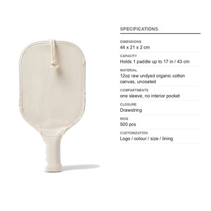 Housse de raquette de pickleball en toile brute 12 oz avec logo personnalisé, vente en gros, housse de raquette de tennis - Product Image 6