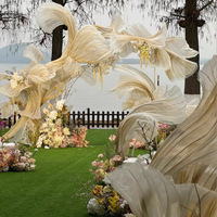 Rideau en organza fait main, à fleurs ondulées, plissé de forme libre, pour la décoration de fond de scène de mariage