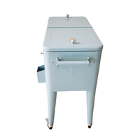 Camping extérieur Ice Cool Cart Metal Rolling Cooler Ice Beer Boissons Coffre à boissons avec roues