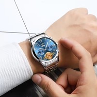 Fngeen 4001 Jam tangan kuarsa untuk pria, arloji mode hidup tahan air penunjuk bercahaya baja, Jam tangan Montres Reloj mewah Tourbillon