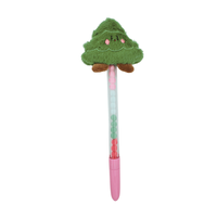 Regalo Empresarial Personalizable, Bolígrafo de Plástico de 0.7mm con Diseño de Árbol de Navidad y Pompón de Peluche, Tinta Azul/Negra, para Niños y Estudiantes