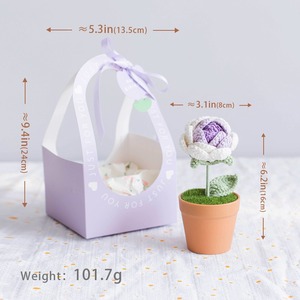 Ramo de hilo de ganchillo hecho a mano para maestra, caja de regalo con maceta de girasol, caja de regalo con maceta de rosa artificial para el Día de la Madre - Product Image 4