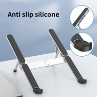 Support pour ordinateur portable en métal pliable réglable ergonomique pour bureau avec station d'accueil Support pour ordinateur portable en aluminium avec concentrateur USB