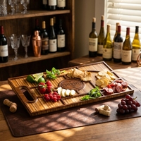 Plateau en bois pour aliments cuits sur mesure, 24 pièces, assiette à dîner en bois pour la maison et le mariage