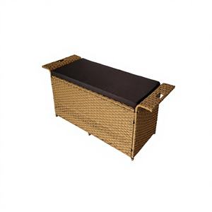 Banc <span class=keywords><strong>de</strong></span> <span class=keywords><strong>rangement</strong></span> extérieur en rotin PE bicolore, grande capacité 255L, boîte <span class=keywords><strong>de</strong></span> <span class=keywords><strong>rangement</strong></span> pour patio et jardin avec structure en acier galvanisé - Product Image 4