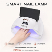 Lampe à ongles UV LED professionnelle 220W SUN X6 MAX - Séchoir à ongles haute puissance pour tous les gels avec support pour téléphone - Outil de qualité professionnelle