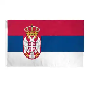 Serbia Flag Professional Manufacturer ISO Standard Quality Control All Production Under One Roof National Flags