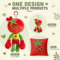Porte-clés en peluche personnalisé en forme de tomate, mignon dessin animé, ours en peluche, pendentif de sac, cadeau de vacances, décoration intérieure, OEM ODM, faible MOQ, polyester