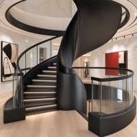 Système d'escalier Radius de luxe pour intérieur design avec marches en bois massif et fabrication métallique de précision