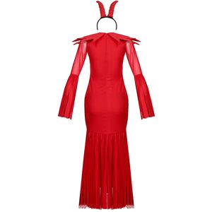 Costume d'angle rouge sexy pour cosplay, vente chaude 2026, robe rouge sexy pour Halloween, femme avec accessoires - Product Image 4
