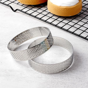 צרפתית סגנון מזון כיתה אינה מקל אפיית קינוח מאפה עובש <span class=keywords><strong>8cm</strong></span> 3 אינץ מיני עגול מחורר נירוסטה טארט עוגת טבעות - Product Image 5