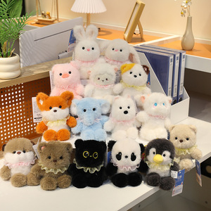 2025 nuevo juguete de peluche de dibujos animados cachorro colgante cerdo lindo gato llavero mochila accesorio escritorio compañero muñeca con impresión Digital - Product Image 2