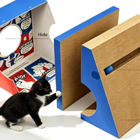 Maison pliable en carton pour chat avec griffoir, cachette en carton ondulé, tapis à griffer, lit pour chat d'intérieur, jouet