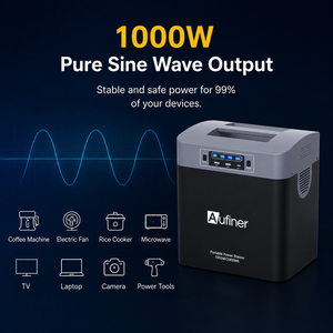 สถานีพลังงานแสงอาทิตย์แบบพกพา Aufiner 1000W 2000Wh แบตเตอรี่ LiFePO4 คลื่นไซน์บริสุทธิ์ ตัวควบคุม MPPT พอร์ตจ่ายไฟหลายช่อง - Product Image 5