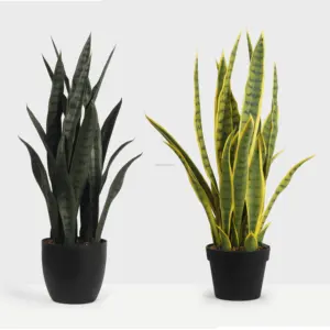 Amaazon热销塑料假植物抗紫外线黄绿色蛇植物杂色Sansevieria室内室外装饰