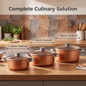 OEM ODM Custom Carbon Steel Non-Stick Cookware <strong>Set</strong> with Glass Lid <strong>Induction</strong> Compatible Soup <strong>Pot</strong> - Product Image 3