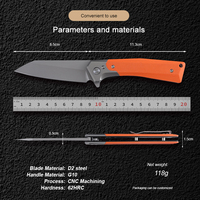 Couteau de poche pliable tactique de chasse en plein air EDC, lame D2, gravure laser personnalisée OEN, multicolore G10, vente en gros