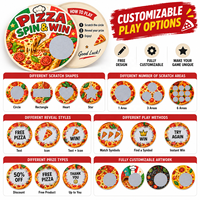 Nouveau style, graphiques personnalisés, anti-transparence, découpés à la forme, thème pizza, impression couleur à données variables, tickets de récompense à gratter
