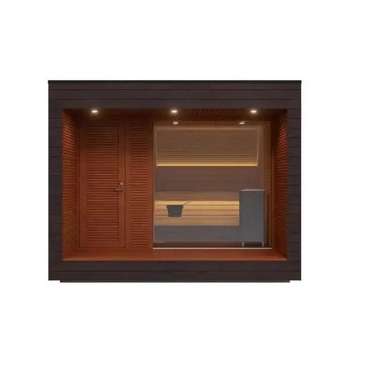 Cabine de sauna à vapeur traditionnelle extérieure en cèdre du Canada haut de gamme et personnalisée