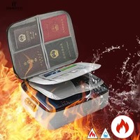 Sacs de rangement pour documents imperméables et ignifuges à 3 couches avec fermeture éclair et serrure, grande capacité, sac pour passeport et cartes