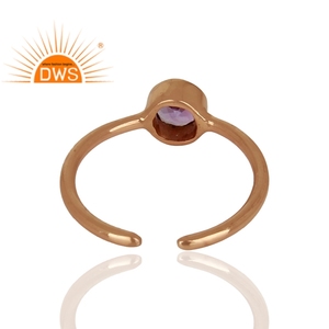 Bague en améthyste naturelle, plaquée or rose 18 carats, argent 925, bande ouverte, pour filles, fabricant de bijoux - Product Image 3