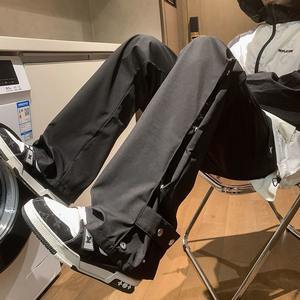 Pantalones Cargo con Botones para Hombre, Diseño Pintado Informal, Estilo Americano, Corte Ajustado Ligeramente Acampanado, para Primavera y Otoño - Product Image 3