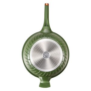 Nonstick Maifan Stone Frying Pan Avocado Green Round Wok With Lid For Healthy Cooking 28cm - Product Image 2