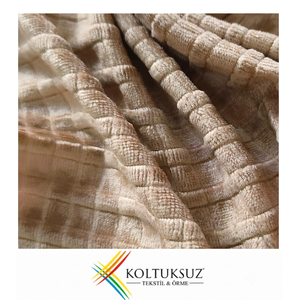 Rouleau de tissu éponge peigné tricoté 240 g/m² couleur beige, 80 % coton 20 % polyester, service OEM, pour couvertures - Vente en gros - Product Image 1