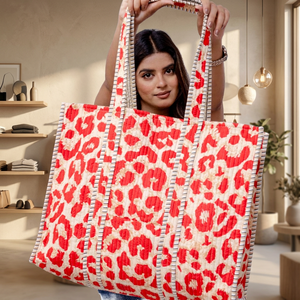 Leopard Print <b>Straw</b> Tote <b>Bag</b> Bohemian Style Open Top <b>Summer</b> Beach Handbag - Product Image 3