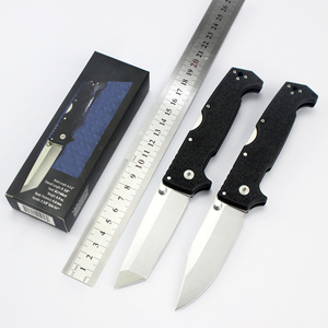 Couteau pliant de poche, lame en acier inoxydable, forme pied de mouton, manche noir, outil multifonctionnel pour l'extérieur - Product Image 1