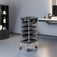 Chariot de coloration capillaire pour salon de coiffure avec 4 tiroirs en plastique à roulettes – Qualité supérieure pour barbier et styliste