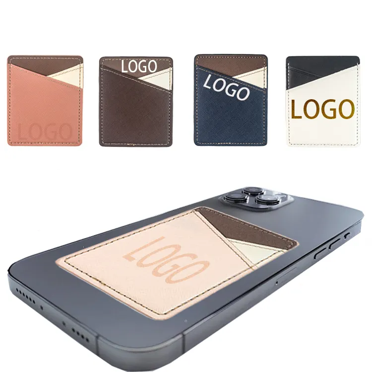Premium Leather Phone credit Card Holder Stick On Wallet for iPhone and Android Smartphones mobile phone covers phone case acces