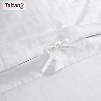 Solutions Horeca pour l'hôtellerie, ensemble de literie de chambre d'hôtel en coton blanc satiné 300tc personnalisé, jacquard, en une seule pièce