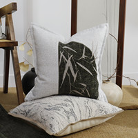 Housse de coussin carrée en lin brodée motif animal kaki, motif poisson, style bohème, pour canapé, lit, décoration intérieure