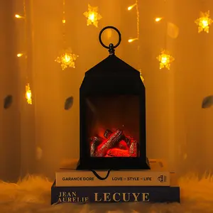 Lampe à effet de flamme de cheminée de Simulation, lanterne marocaine décorative de noël à Led