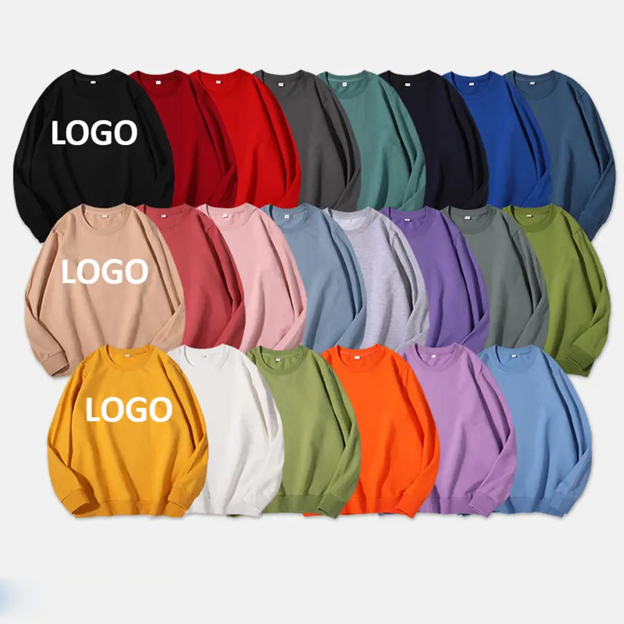 Hot Selling Unisex Casual Pullover Women Blank Plain Hoodless Sweatshirt Plus Size Custom Men's Sweatshirts