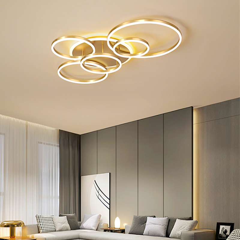 Artistic Design Modern Light Luxury Round Golden Chandelier Lighting Ceiling Lamp Living Room Hotel Villa Chandelier Lustre