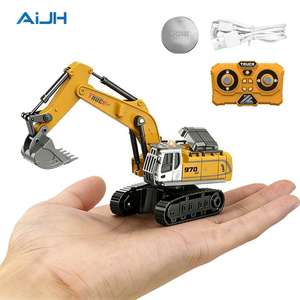 AiJH Mini Excavadora RC 1:64 con Remolque, Camión Volquete Metálico, Montacargas Eléctrico a Control Remoto, Juguetes de Camiones RC - Product Image 1